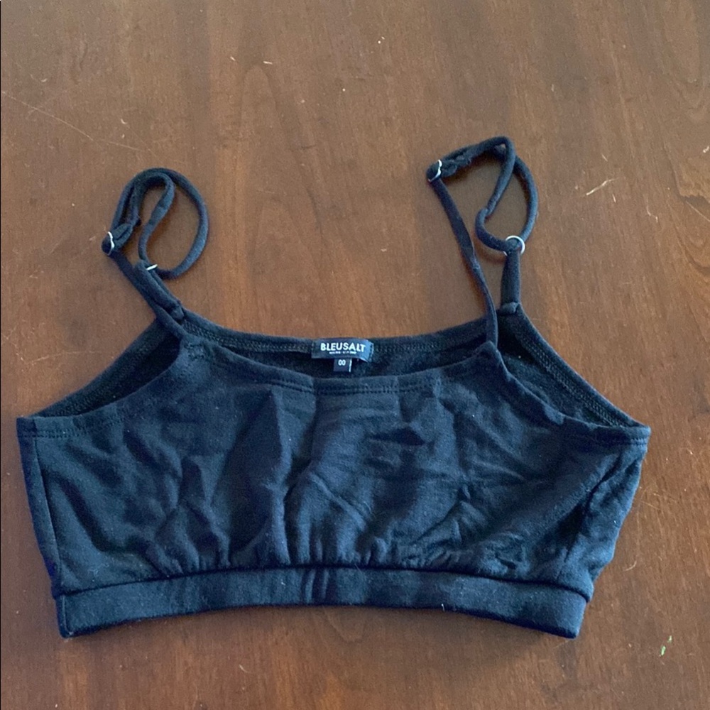 Bleusalt Black Cotton Bralette - Adjustable Straps